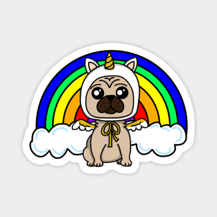 Chibi Unicorn Pug Rainbow (Large Design) Magnet