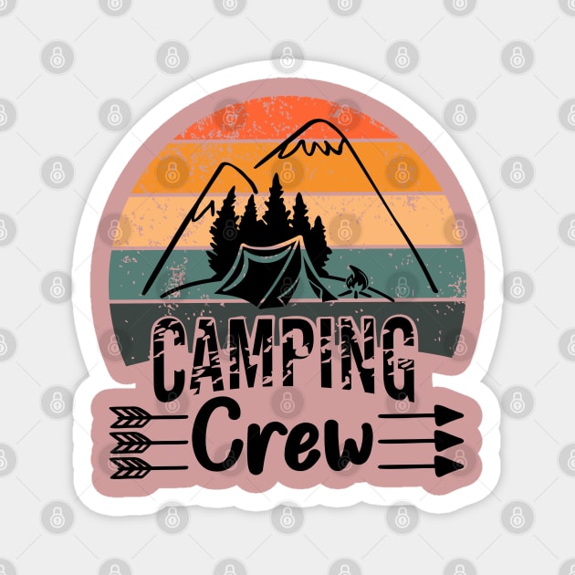 Camping Crew Distressed  Sunset Magnet by busines_night