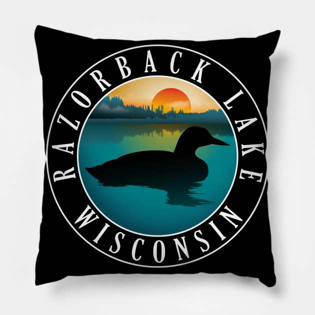 Razorback Lake Wisconsin Loon Pillow by BirdsEyeWorks