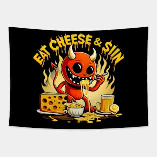 Cheese Demon - Let your cravings guide you to - Eat Cheese and Sin - Where pleasure reigns supreme Tapestry