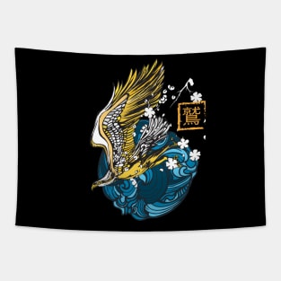 Eagle Japanese style. Japan traditional art and couture Tapestry