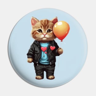 Cat Holding a Balloon Pin