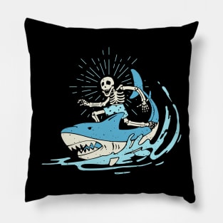 skull riding shark Pillow