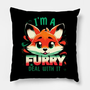 I'm A Furry Deal With It Fun Fox Cute Furry Fursona Fandom Pillow