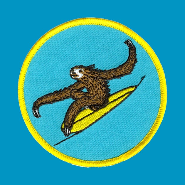 Surfing Sloth Patch by HaleiwaNorthShoreSign
