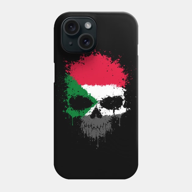 Chaotic Sudanese Flag Splatter Skull Phone Case by jeffbartels