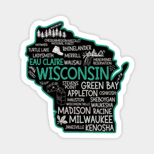 Eau Claire Wisconsin cute Milwaukee, Osseo, Green Bay, Kenosha, Racine, Appleton, Waukesha, Eau Claire, Oshkosh, Janesville Magnet