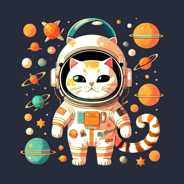 Funny Astronaut Cat at the Space by Sugarori