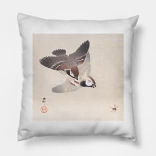 Tree Sparrow by Ohara Koson Pillow