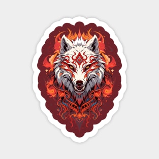 White Fire Wolf Magnet