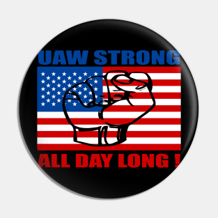 UAW Strong with US Flag Pin