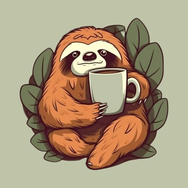 Sloth with coffee by bigmomentsdesign