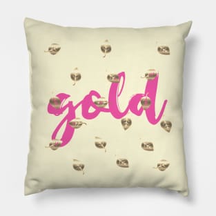 Gold Leaf Pattern Linen Look Pillow