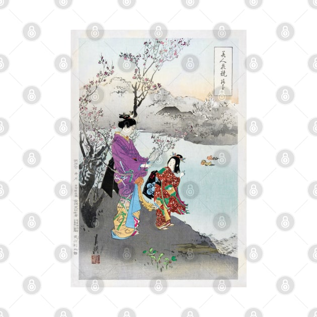 Admiring the Plum Blossom (1887–1896) print in high resolution by Ogata Gekko by Oldetimemercan