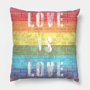 LGBTQ+ Pride Love is Love Brick Wall Design T-Shirt-Style 2 Pillow