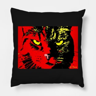 ANGRY CAT POP ART - YELLOW BLACK RED Pillow