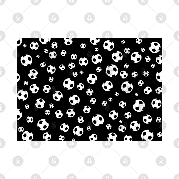 Football / Soccer Ball Seamless Pattern - Black Background by DesignWood-Sport