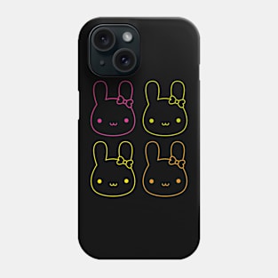 Kawaii Neon Bunny Bows Phone Case