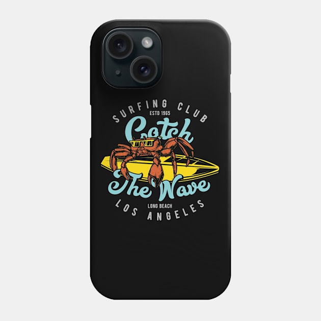 Surfing club catch the wave Phone Case by Design by Nara