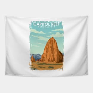 Capitol Reef National Park Vintage and Retro Travel Poster Tapestry