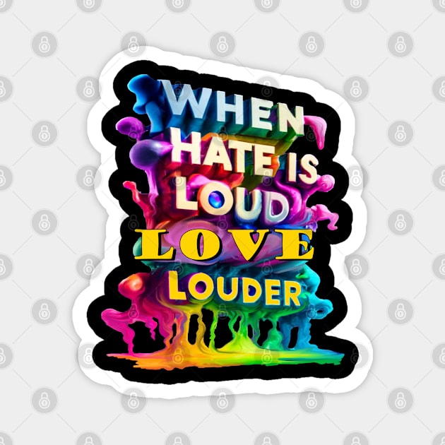 When Hate Is Loud Love Louder Inspirational quote Magnet by tamdevo1