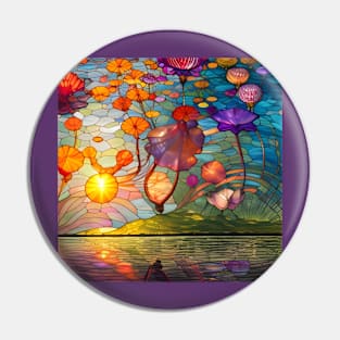 Lotus Flowers Over A Lake At Sunset Pin