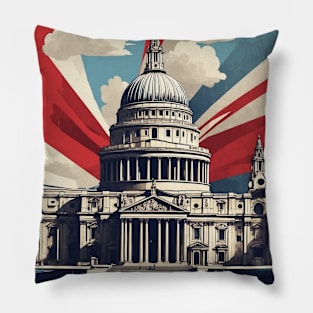 Saint Pauls Cathedral London United Kingdom Vintage Travel Tourism Poster Art Pillow