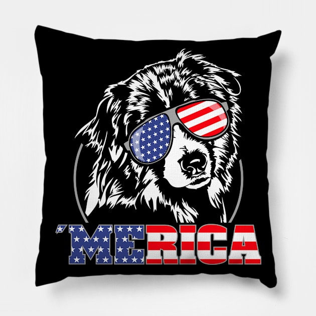 Proud Australian Shepherd American Flag patriotic merica dog Pillow by wilsigns