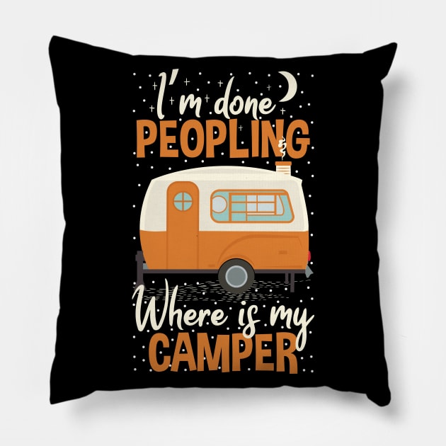 Where Is My Camper Gift idea Camping Lovers Pillow by Tesszero