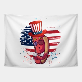 Funny 4th Of July 2021 Fourth Of July For Men's And Women's For 4th Of July Celebration Birthday Gift for hot dog's lovers Tapestry