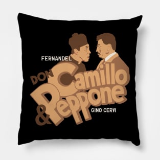 Don Camillo and Peppone Illustration - Fernandel Pillow