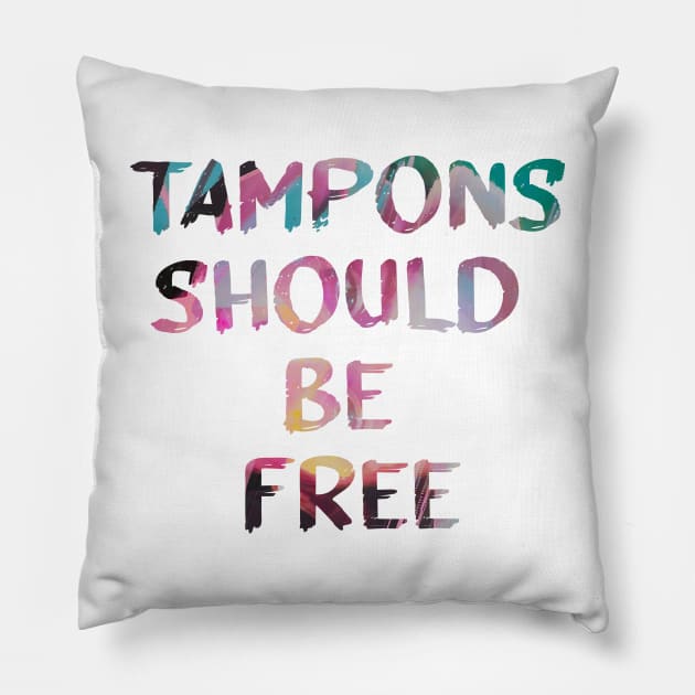 Tampons Should Be Free Quote Glitch Art Pillow by raspberry-tea