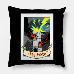 The tower tarot card design Pillow
