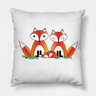 Greys's Fox Family of Three Foxes Lispe Pillow