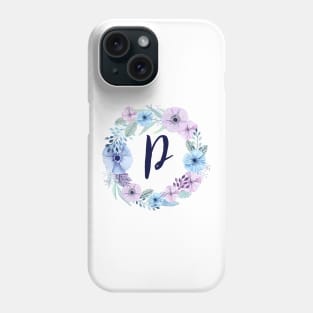 Floral Monogram P Icy Winter Blossoms Phone Case