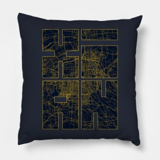 Xian, China City Map Typography - Gold Art Deco Pillow