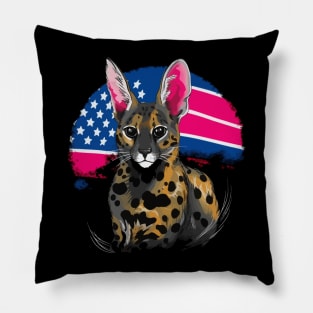 Patriotic Serval Pillow