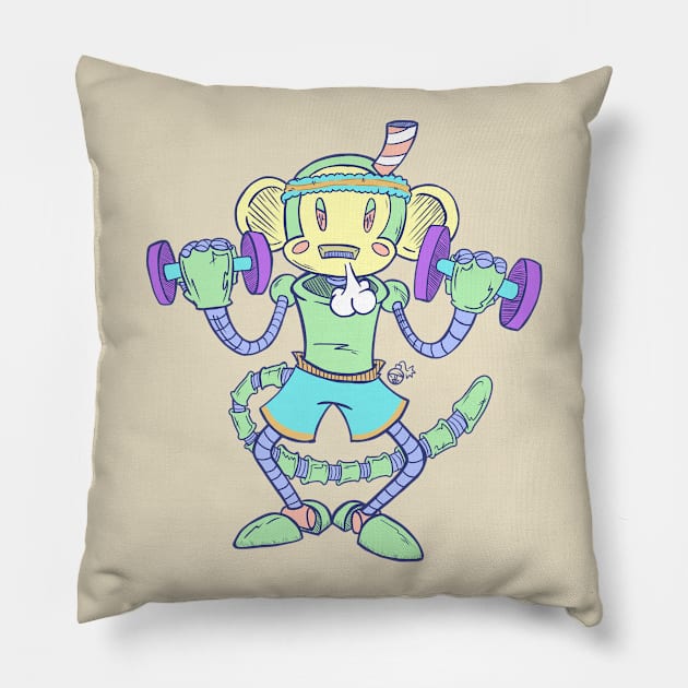 Monkey - Bot Pump Up Pillow by JbombCreative