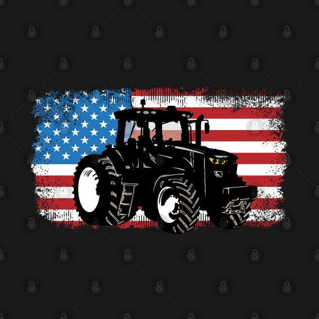 Farm Tractor Patriotic USA Flag Farmer Men Women by mikels