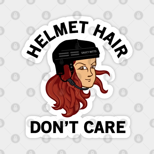 Hockey Helmet Hair Don't Care Red Head Magnet by SaucyMittsHockey