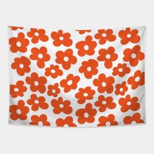 Orange Flowers Retro Daisy Tapestry