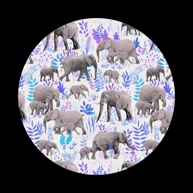 Sweet Elephants in Aqua, Purple, Cream and Grey by micklyn