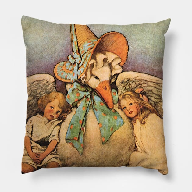 Vintage Mother Goose with Children by Jessie Willcox Smith Pillow by MasterpieceCafe