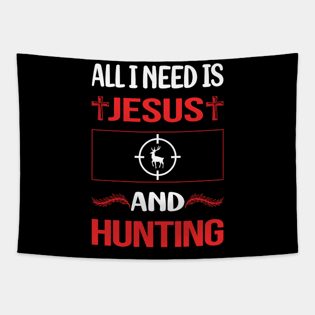 Funny Jesus Hunting Tapestry by Happy Life