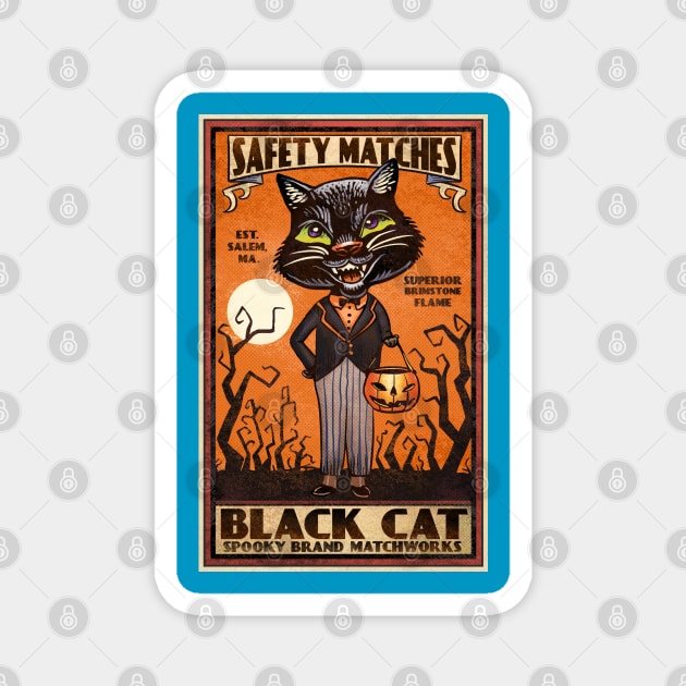 Black Cat Matches Magnet by ChetArt