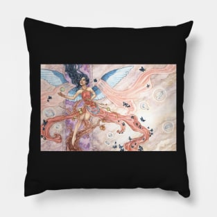 Angelic Soul Collector with Blue Butterflies Pillow