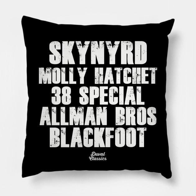 Top 5 Southern Rock Bands from Jax T-Shirt Pillow by duvalclassics