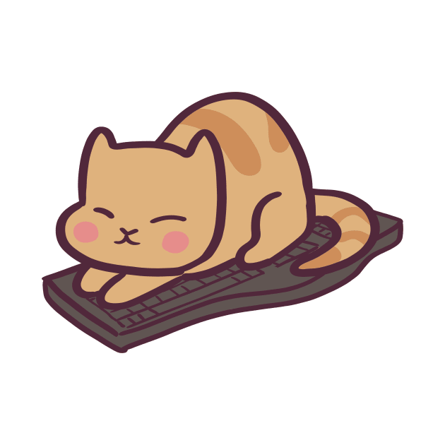 Adorable cartoon cat sitting on keyboard by ThumboArtBumbo