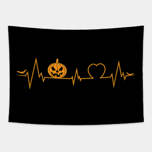 Pumpkin Heartbeat Halloween Tapestry