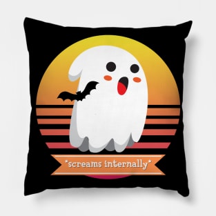 Halloween Cute Ghost is Afraid of Bats *Screams Internally* Pillow